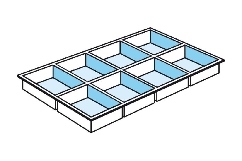 Plateau de compartimentage 8 cases - plastique thermoformé pour tiroir TP3 - dimensions 245x325x25mm_0