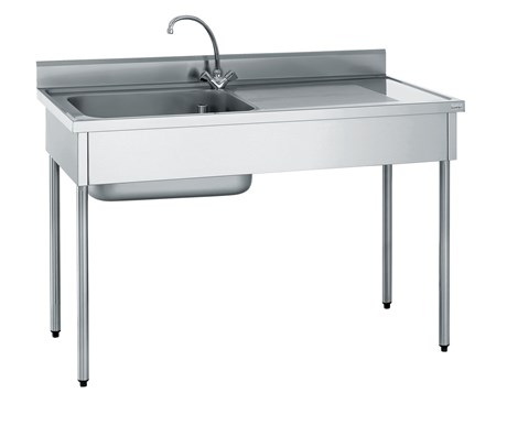 PLONGE INOX ÉGOUTTOIR À DROITE AVEC ROBINETTERIE MÉLANGEUSE LONGUEUR 600 MM