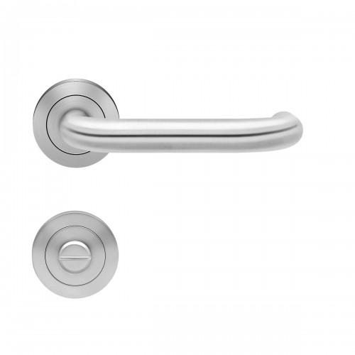 POIGNÉES DE PORTE SUR ROSACES RONDES SÉRIE ER 27 CRÈTE - INOX SATINÉ -CONDAMNATION KARCHER DESIGN