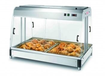 Présentoir chaud ventilé “Self Service” - Acier inox avec bacs Gastronorm GN2/1 inclus - Température 0° à 99°_0
