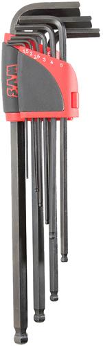 RÂTELIER DE 9 CLÉS MÂLES EXTRA-LONGUES 6 PANS À TÊTE SPHÉRIQUE EN MM - SAM OUTILLAGE - 67-AR9AL
