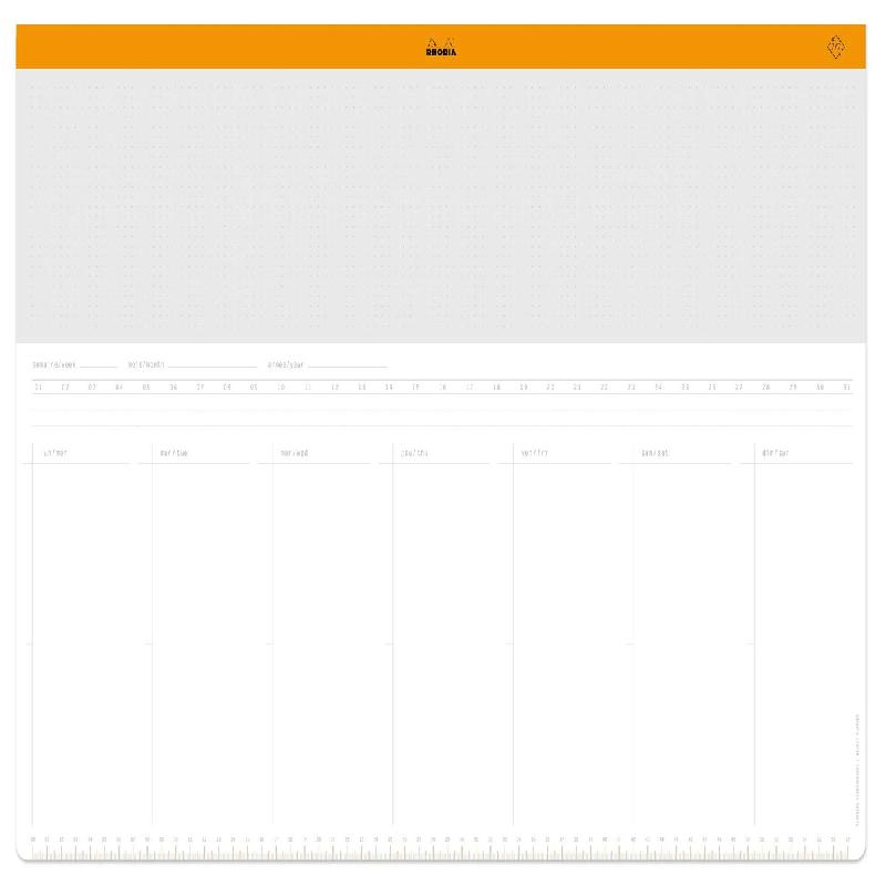 RHODIA Sous-main semainier A2, 30 feuillets microperforés 80 g/m², imprimés agenda perpétuel - blanc 194042C_0
