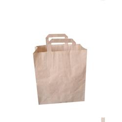 Sac kraft brun 29 x 22 x 10 cm - poignée plate 75 gr/m² - Evenplast - 377060 - plastique apte au contact alimentaire_0
