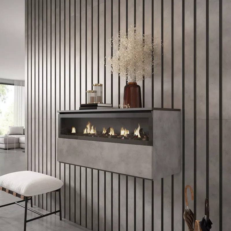 SKRAUT HOME - CHEMINéE éLECTRIQUE LED, ENCASTRABLE, EFFET FLAMME, 102X35X45CM, 1 OUVERTURE, 1 PORTE, CHEMINéE éLECTRIQUE, SUSPENDU, MURAL, CIMENT