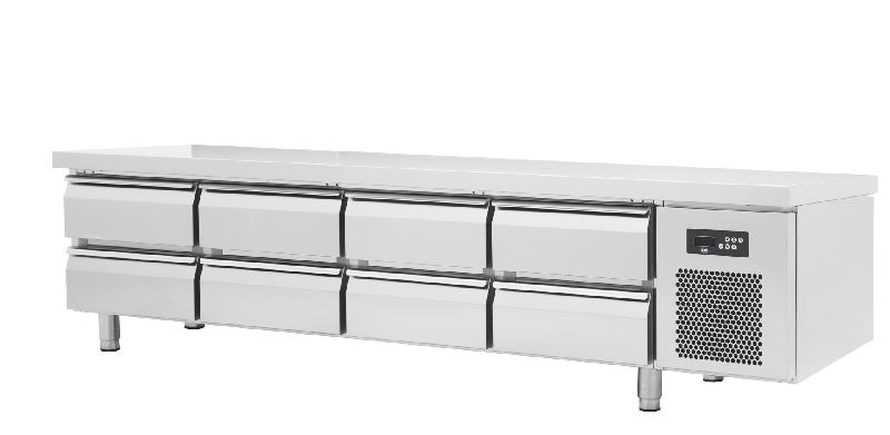 Soubassement réfrigéré inox 8 tiroirs - 365L - Température -2/+8°C - 700 mm de profondeur - SBRP8T-1700_0
