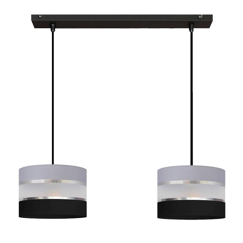 HELAM SUSPENSION HELEN GRIS-NOIR-ARGENTÉ 2 LAMPES