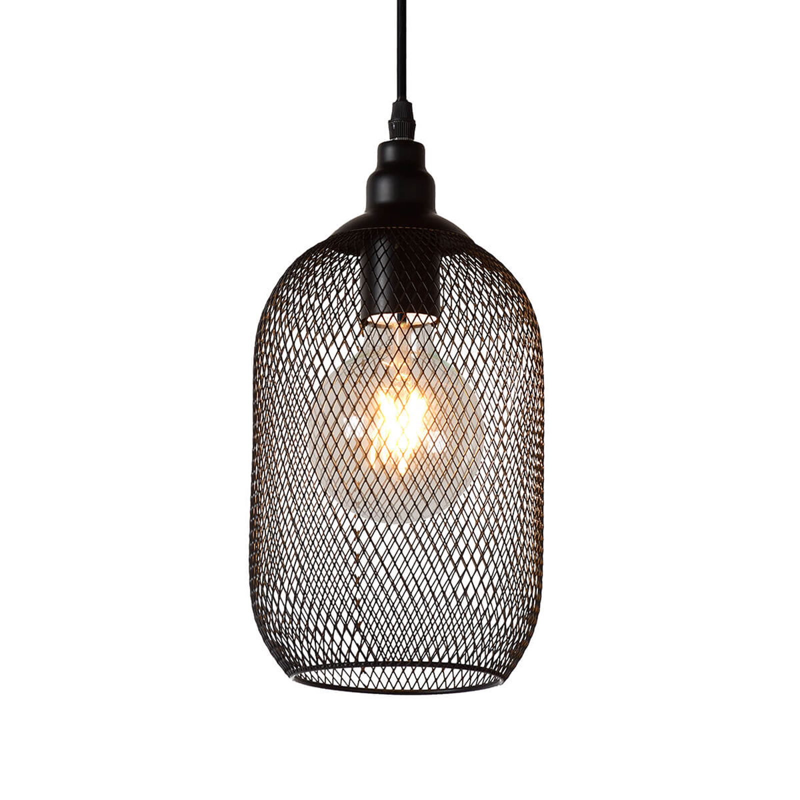 LUCIDE SUSPENSION MESH À UNE LAMPE, NOIRE, Ø 15 CM
