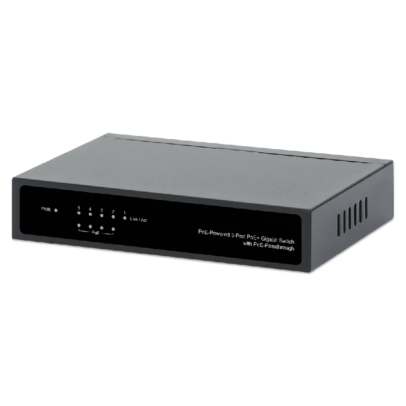 Switch Gigabit 5 ports PoE avec PoE pass-through - 60W PoE - Montage bureau/mur - Bravour®_0