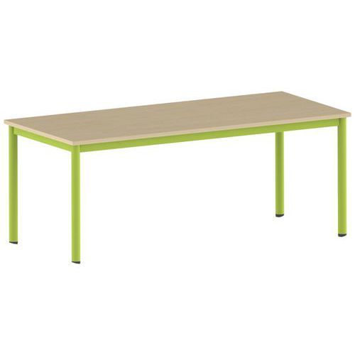 TABLE CARÉLIE 180 X 80 MOBILE T5 STRAT HÊTRE MIEL- VERT 1864 - MOBIDECOR
