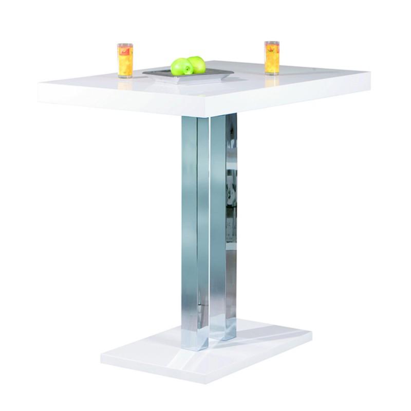 Table de bar design métal Steam 120cm blanc - Paris Prix - Dimensions 120x80x110cm_0