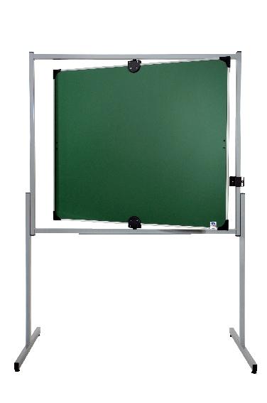 TABLEAU DOUBLE FACE PIVOTANT 1 X 1,20 M - ÉMAILLÉ VERT - PIÈTEMENT GRIS - MANUTAN COLLECTIVITÉS