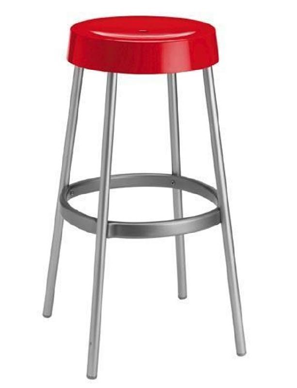 Tabouret de bar Jim - assise en polypropylène - piètement en aluminium_0