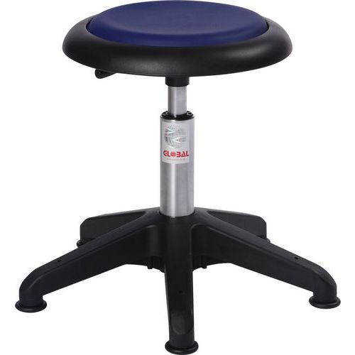 TABOURET MICRO OCTOPUS-IMITATION CUIR-MEDIUM-PATIN-BLEU - GLOBAL PROFESSIONAL SEATING