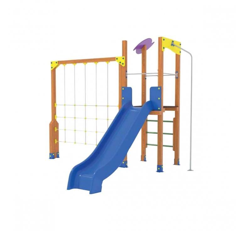 Tour de jeu Grillo - toboggan, barre de pompier, échelle et rambardes en acier - pour enfants de 5 à 12 ans_0
