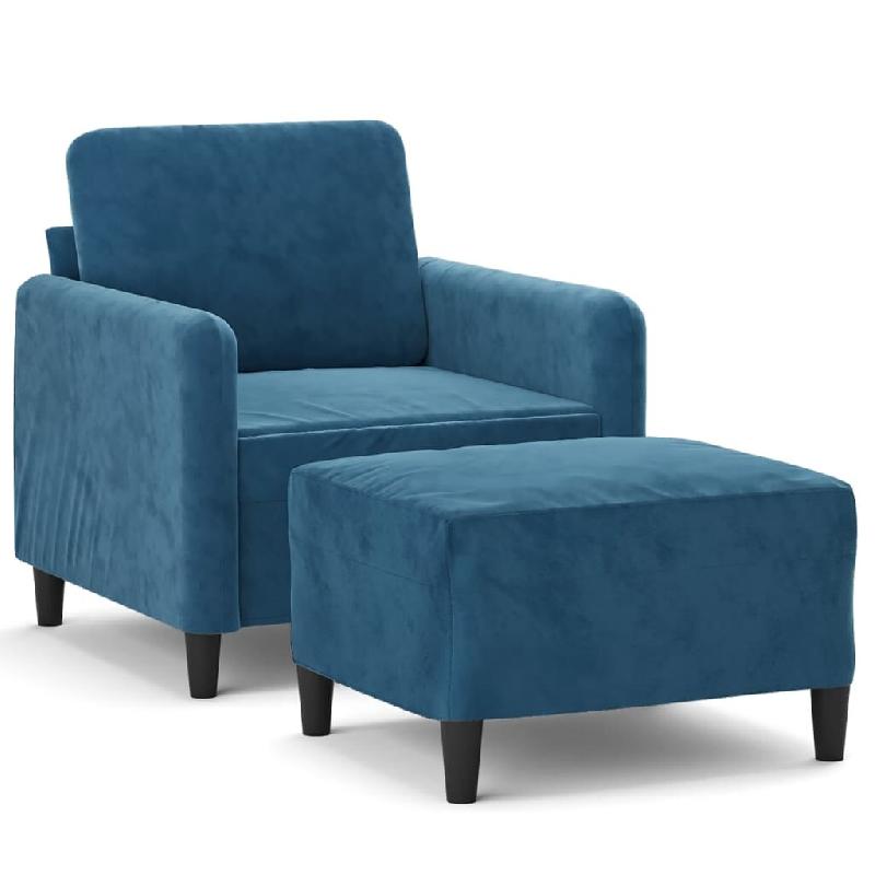 VidaXL Fauteuil avec repose-pied Bleu 60 cm Velours Modèle Orion Office Essence - 3201173_0