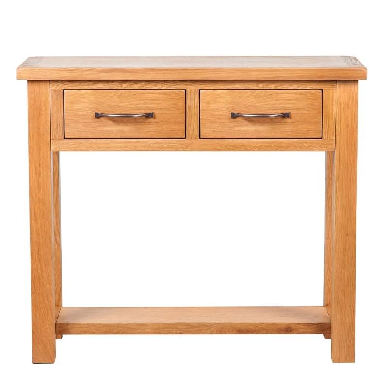 VidaXL Table console avec 2 tiroirs 83x30x73 cm Bois de chêne massif Modèle Atlas Loft - 241675_0
