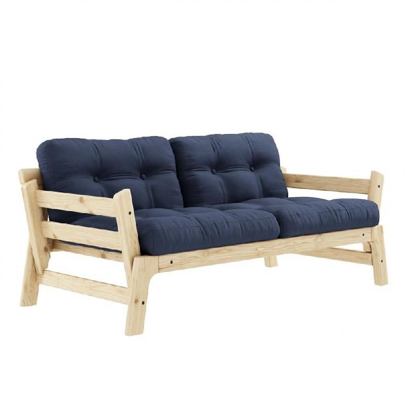 BANQUETTE CONVERTIBLE FUTON STEP PIN MASSIF COLORIS MARINE COUCHAGE 70*200 CM._0