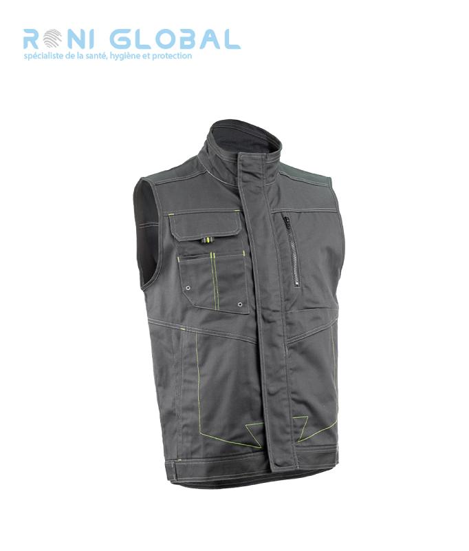 Gilet de travail en coton et polyester 5 poches - BARVA COVERGUARD - col montant, tissu renforcé_0