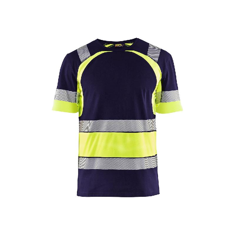 BLAKLADER T-shirt de travail haute visibilité 3421 - Marine/Jaune fluo L - Taille unique multicolore multi-matériau 7330509620946_0