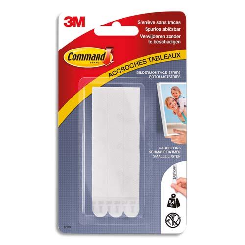 BLISTER DE 8 LANGUETTES FIXATION COMMAND CADRES À BORDS ÉTROITS MODÈLE FIN BLANC POIDS MAX 5,4KG - LOT DE 3