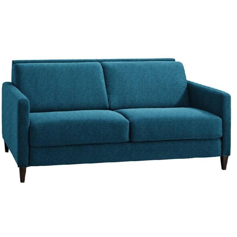 CANAPÉ CONVERTIBLE EXPRESS OSLO VELOURS  BLEU TURQUOISE COUCHAGE 140CM MATELAS 16 CM_0