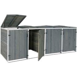 Décoshop26 - Abris de poubelles extérieur conteneurs à ordures jusqu'à 8 bacs avec couvercle 126x316x98 cm bois certifié FSC 04_0002871 - 3000621_0