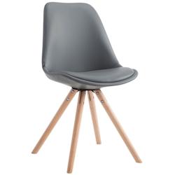 Décoshop26 - Chaise de cuisine salle à manger scandinave assise en PVC gris 4 pieds en bois forme rond clair 10_0003405 - gris 3000251565287_0