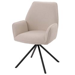 Décoshop26 - Chaise de salle à manger avec accoudoir siège rotatif en tissu bouclé crème cadre trépied 04_0006272 - 3000261680437_0