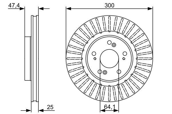 Disque de frein Bosch 0986479534 - ventilé - boîte de 2 disques - côté avant - 5 trous_0