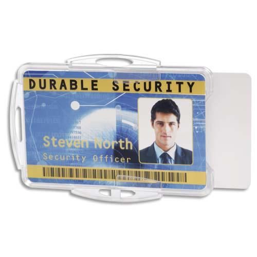 Durable boîte 10 porte-badges ouvert pour 2 carte format portrait ou paysage - l85 x h54 mm - transparent_0