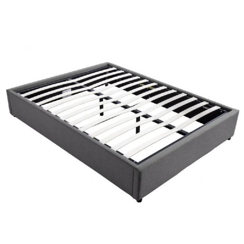 Lit coffre Dorres 160x200 cm - sommier relevable gris foncé avec grand espace de rangement_0