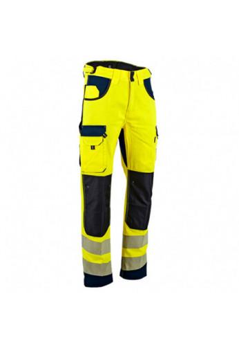 Pantalon haute visibilité jaune DEFENSE - Norme EN14404 - Multipoches, renforcé et ajustable_0