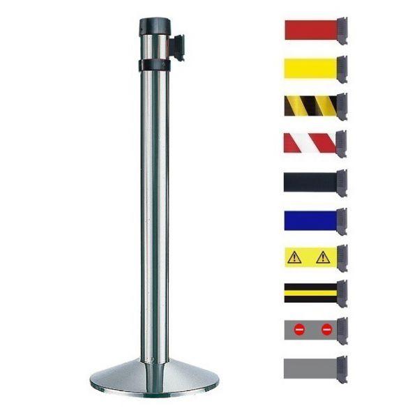 Poteau de signalisation chromé à sangle 4 mètres - Jaune - Marque Rolléco_0