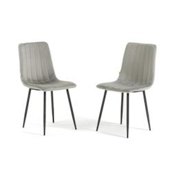 RATTATAN Lot de 2 chaises d’intérieur en velours, pieds en métal gris foncé, élégantes et confortables, pour cuisine, salle à manger, restaura_0
