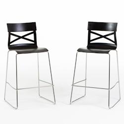 RATTATAN Lot de 2 tabourets de bar en polypropylène renforcé de fibre de verre, pieds en métal, design moderne pour bar, restaurant, cuisine – Ma_0