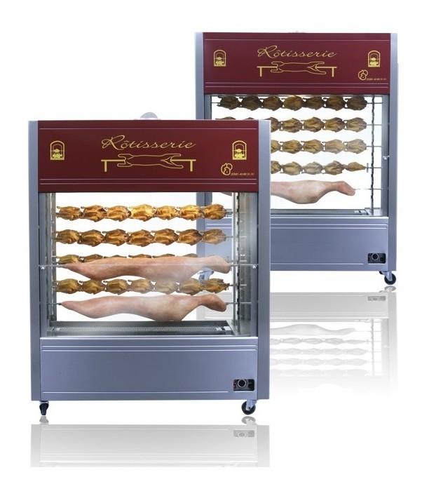Rôtissoire à méchoui 4 faces vitrées - 6 ou 12 broches - Tout inox avec économie de gaz jusqu'à 50%_0