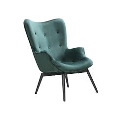SalesFever Fauteuil rembourré | Couverture en velours | Cadre en métal avec revêtement en poudre noire | L 80 x P 99 x H 92 cm | vert - vert polyes_0