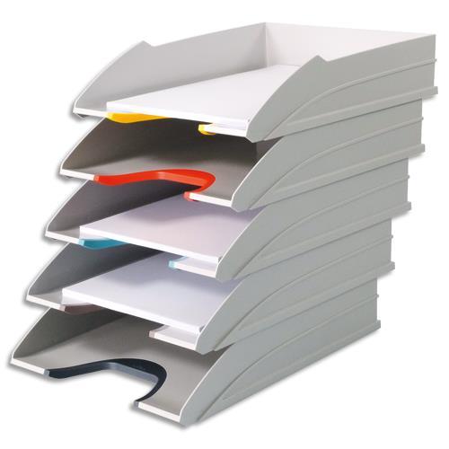 SET DE 5 CORBEILLES A COURRIER DURABLE VARICOLOR - MIX EN ABS - DIM (L X H X P) : 25,5X5,5X33 CM - ASSORTIS