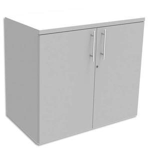 Simmob - Armoire basse INEO avec porte et 1 tablette - Dimensions : L80 x H72 x P47 cm - Coloris blanc perle_0