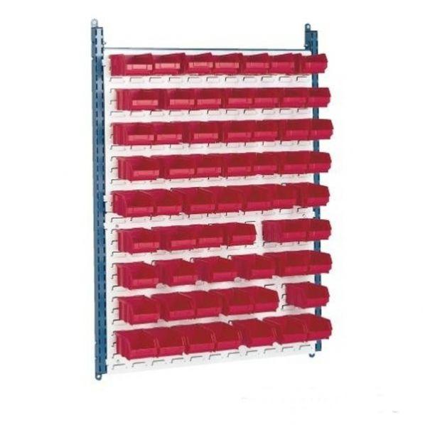 Stockage mural pour bacs - 60 bacs rouges à bec de 1 litre - Rolléco_0
