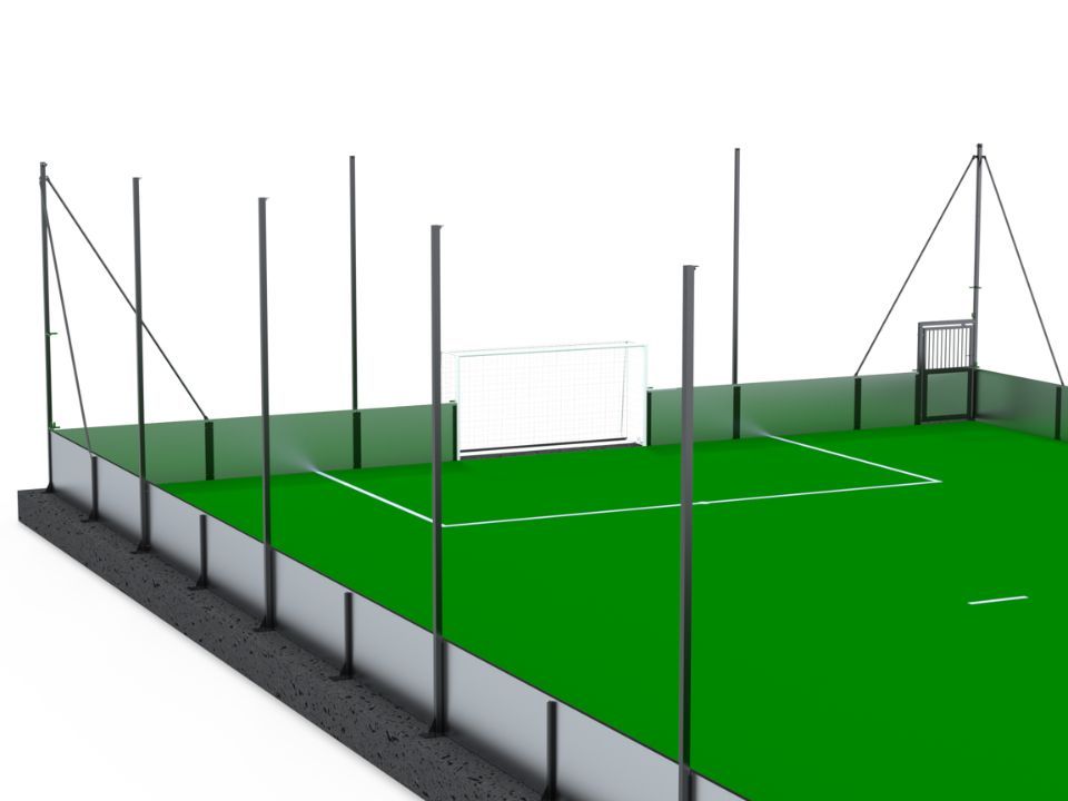 Terrain de five sur platine - 35x20m avec buts, filet de toit et main courante_0
