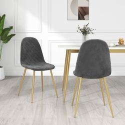 VidaXL Chaises à Manger Lot De 2 Gris Foncé Velours - gris 325669_0