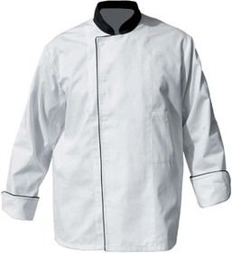 16BPBN - Veste de cuisine P.B.V - Blanc/Noir - Double boutonnage à pressions - Polyester/Coton 245g/m²_0