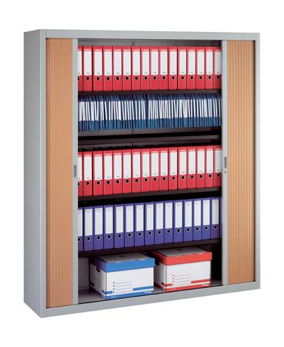 ARMOIRE HAUTE À RIDEAUX DÉMONTABLES DÉCOR BOIS LARGEURS SPÉCIFIQUES 200 X 180 CM ALUMINIUM-HÊTRE