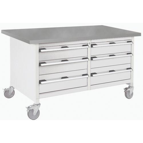 BOTT 1 ETABLI ROULANT MONOBLOC CUBIO - PLATEAU LINOLÉUM ET TIROIRS - BOTT