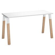 BUREAU DROIT INDIVIDUEL L 140 X P 60 CM PIÉTEMENT BOIS MÉTAL BLANC - ARCH