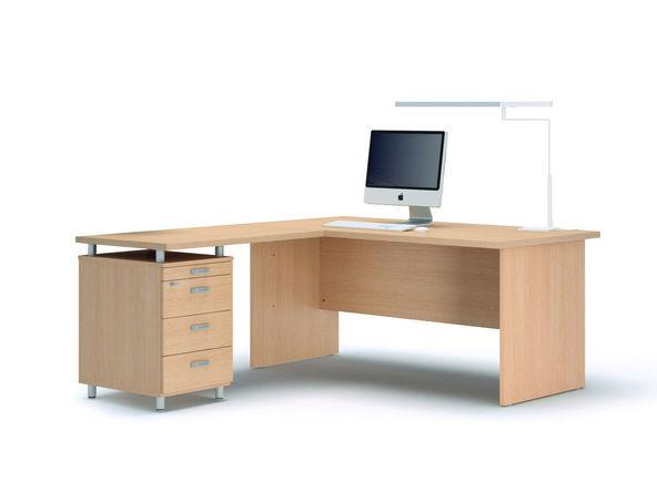 Bureau individuel Solano - avec retour et caisson - plateau mélaminé L160/180 x P80 cm - 7 finitions - garanti 3 ans_0