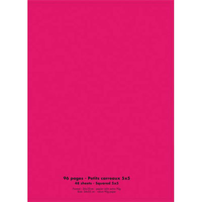 CAHIER ECO - PIQUE - COUVERTURE POLYPRO - 96 PAGES - 24 X 32 CM - 90G - PETITS CARREAUX - ROSE