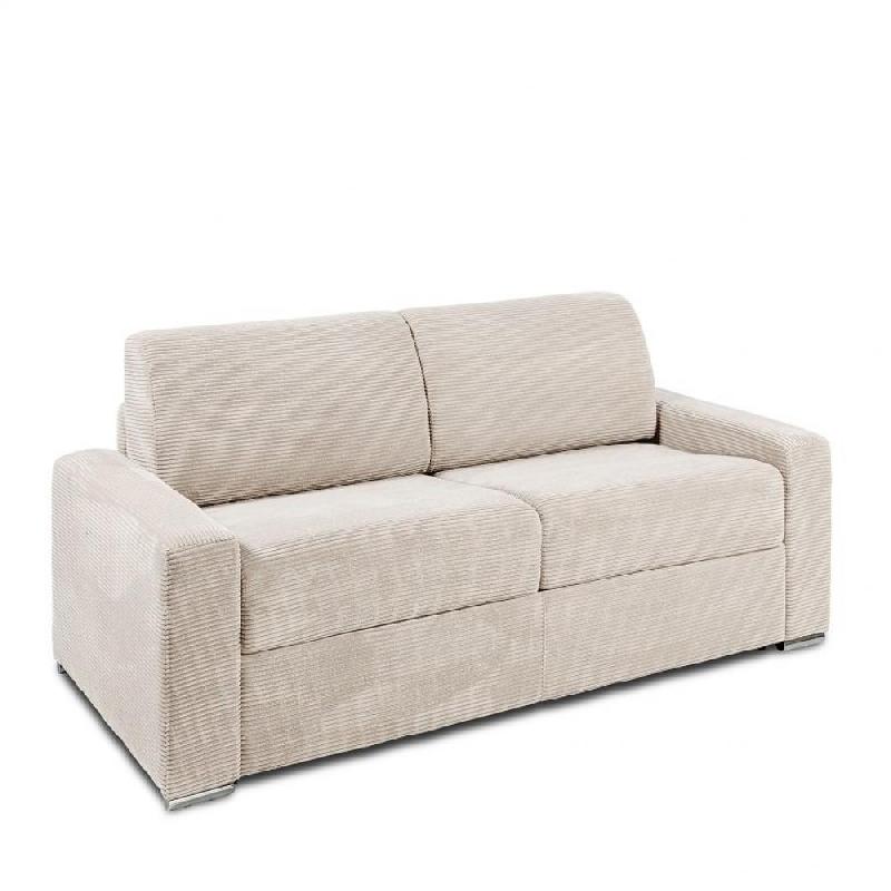 Canapé lit 2-3 places DREAMER convertible EXPRESS 120cm matelas 16 cm velours côtelé perle_0