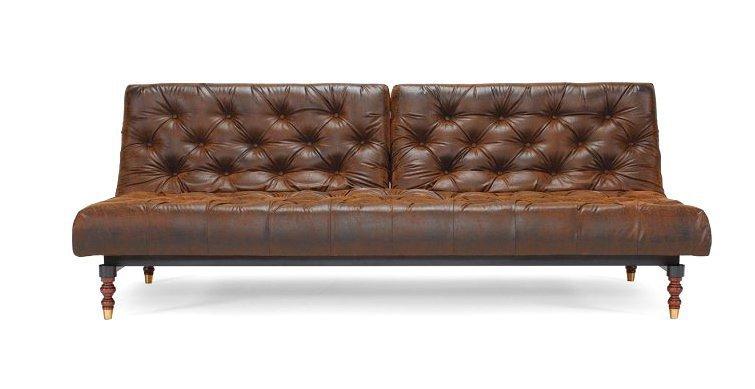 Canapé convertible design OLD SCHOOL - Chesterfield vintage - 210x115 cm - Leather Look marron_0